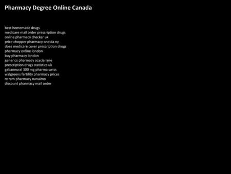 Pharmacy Degree Online Canada