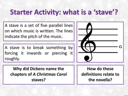 Starter Activity: what is a ‘stave’?