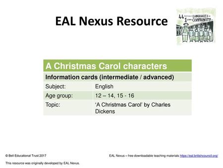 EAL Nexus Resource A Christmas Carol characters