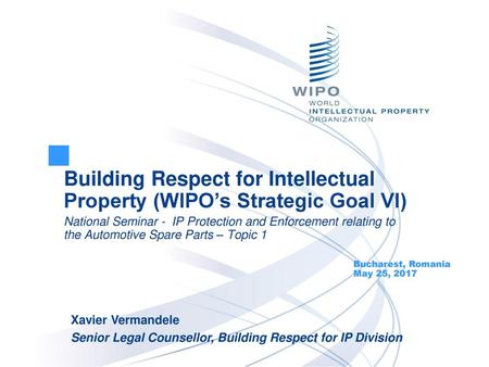 Building Respect for Intellectual Property (WIPO’s Strategic Goal VI)