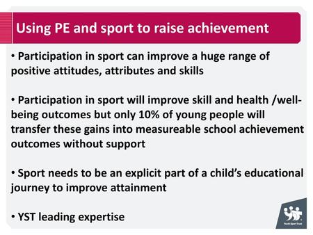Using PE and sport to raise achievement