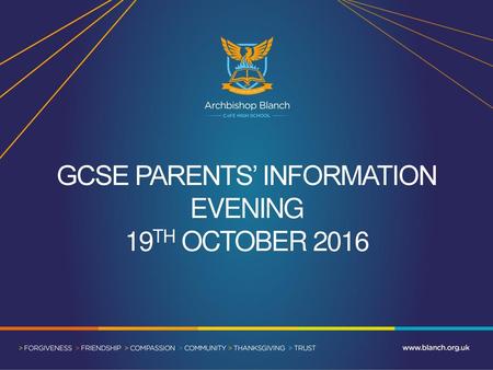 GCSE parents’ information evening 19th October 2016