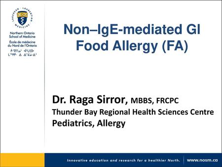 Non–IgE-mediated Gl Food Allergy (FA)