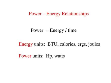 Power – Energy Relationships