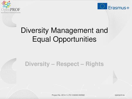 Diversity Management and Equal Opportunities