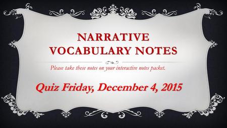 Narrative Vocabulary Notes