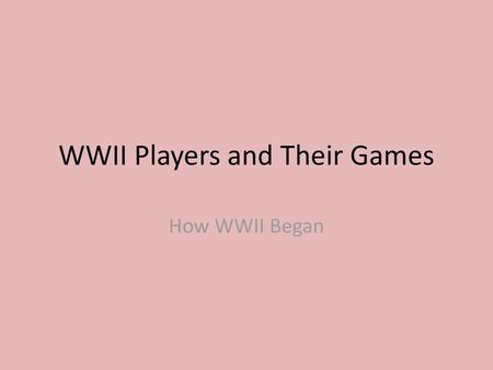 WWII Players and Their Games