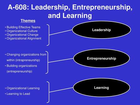 A-608: Leadership, Entrepreneurship, and Learning