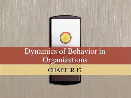 Dynamics of Behavior in Organizations