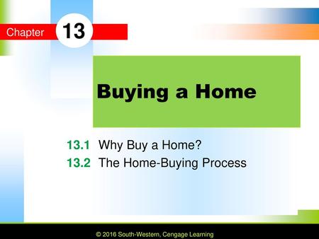MYPF 13.1 Why Buy a Home? 13.2 The Home-Buying Process