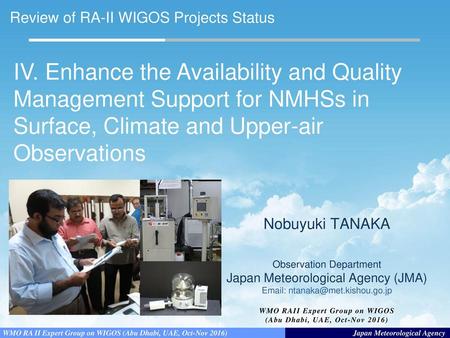 WMO RAII Expert Group on WIGOS (Abu Dhabi, UAE, Oct-Nov 2016)