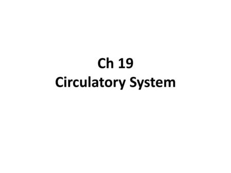 Ch 19 Circulatory System.