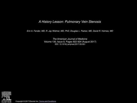 A History Lesson: Pulmonary Vein Stenosis