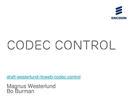 Codec Control for RTCWEB