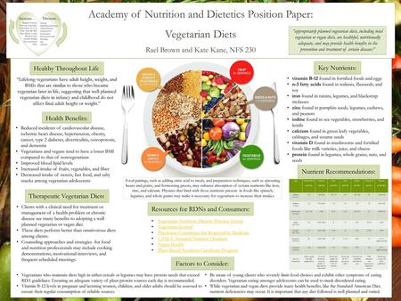 Academy of Nutrition and Dietetics Position Paper: Vegetarian Diets