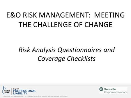 E&O Risk Management: Meeting the Challenge of Change
