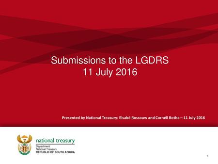 Submissions to the LGDRS 11 July 2016