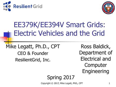 EE379K/EE394V Smart Grids: Electric Vehicles and the Grid