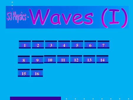 Waves (I) S3 Physics - 1 2 3 4 5 6 7 8 9 10 11 12 13 14 15 16.