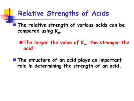 Relative Strengths of Acids