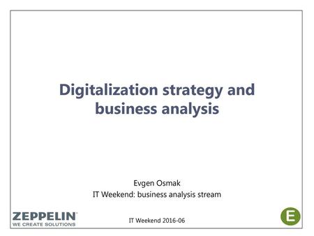 Digitalization strategy and business analysis
