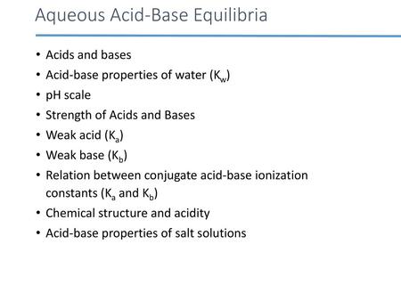Aqueous Acid-Base Equilibria