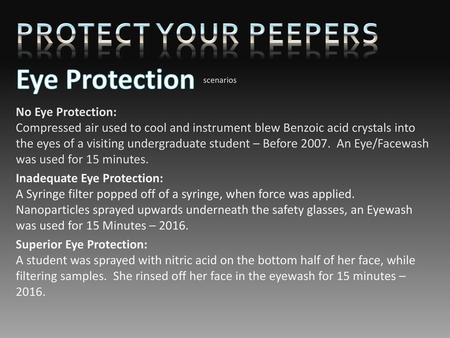 PROTECT YOUR PEEPERS Eye Protection