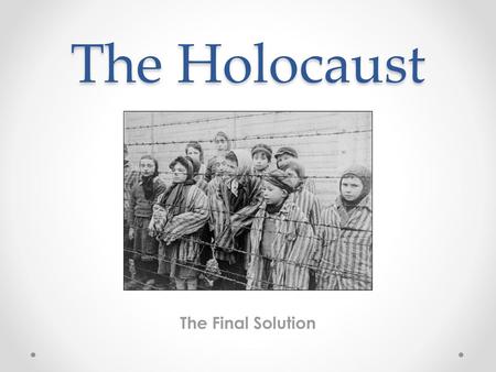 The Holocaust The Final Solution.