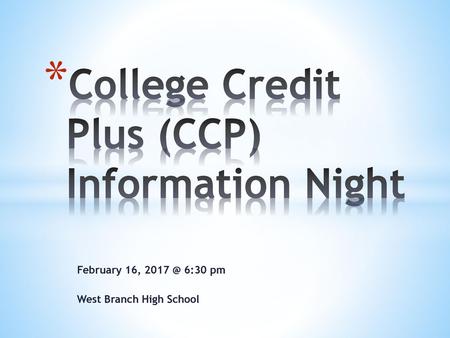 College Credit Plus (CCP) Information Night