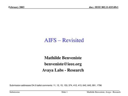 AIFS – Revisited Mathilde Benveniste