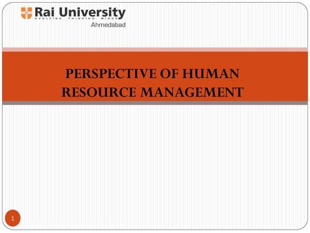 PERSPECTIVE OF HUMAN RESOURCE MANAGEMENT