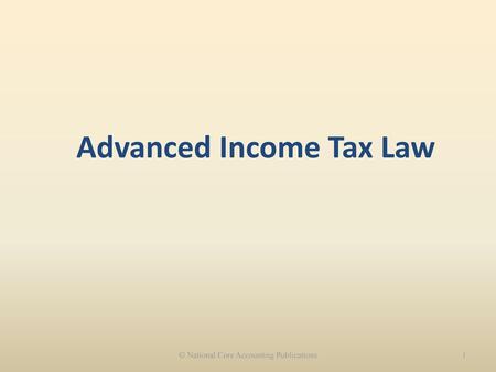 Advanced Income Tax Law