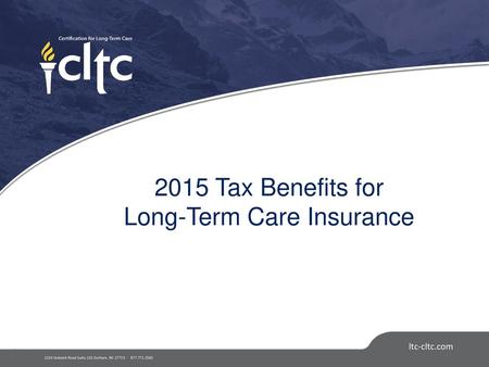 2015 Tax Benefits for Long-Term Care Insurance
