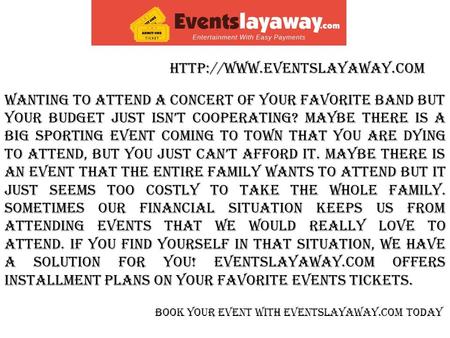  Installment Plans on Your Favorite Events Tickets
