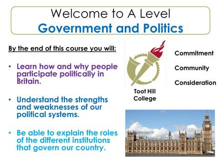 Welcome to A Level Government and Politics