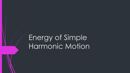 Energy of Simple Harmonic Motion