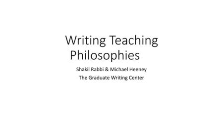 Writing Teaching Philosophies