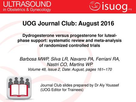 UOG Journal Club: August 2016