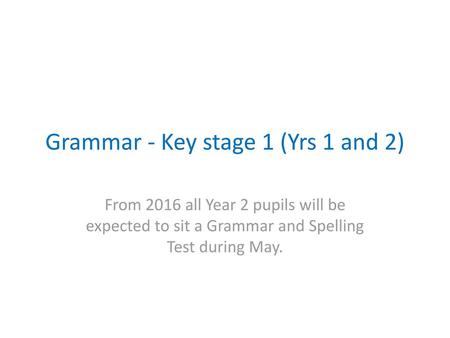 Grammar - Key stage 1 (Yrs 1 and 2)