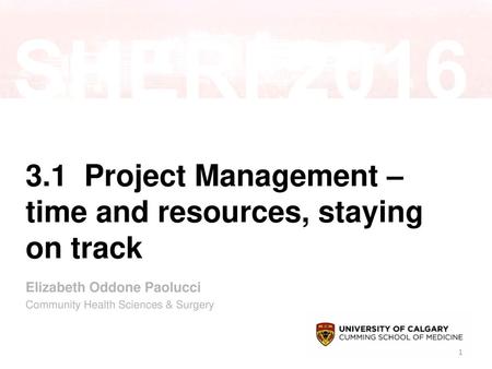 3.1 Project Management – time and resources, staying on track