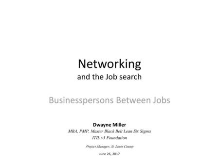 Networking and the Job search