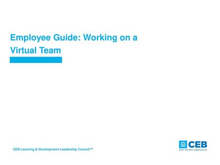 Employee Guide: Working on a Virtual Team