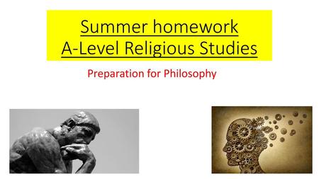 Summer homework A-Level Religious Studies