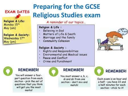 Preparing for the GCSE Religious Studies exam