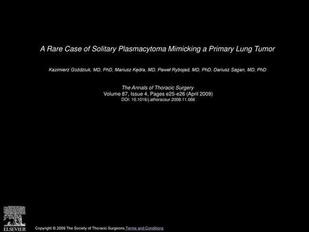 A Rare Case of Solitary Plasmacytoma Mimicking a Primary Lung Tumor