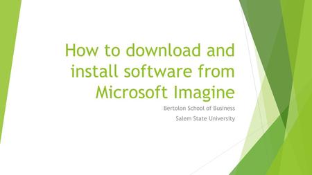 How to download and install software from Microsoft Imagine