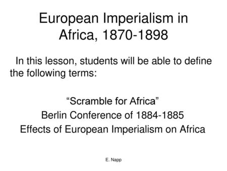 European Imperialism in Africa,