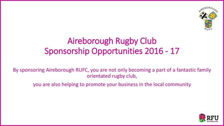Aireborough Rugby Club Sponsorship Opportunities