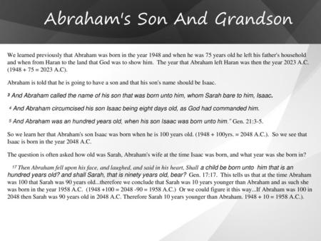 Abraham's Son And Grandson