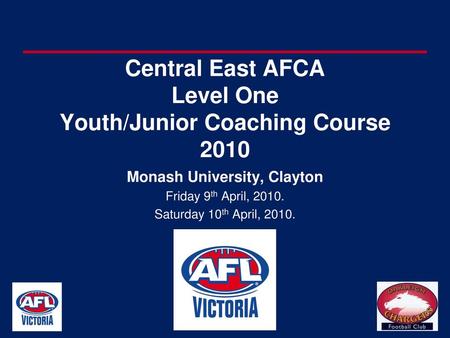 Central East AFCA Level One Youth/Junior Coaching Course 2010